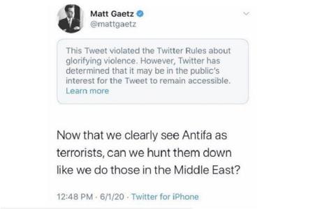 توئیتر، پیام خشن نماینده جمهوریخواه كنگره آمریكا را هم پنهان كرد