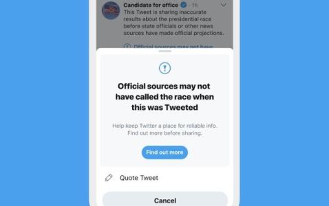 توئیتهای منتشركننده زودهنگام نتایج انتخابات آمریكا برچسب می خورند